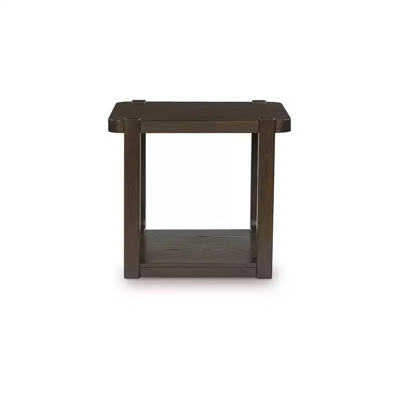 Table d'appoint rectangulaire avec étagère de rangement, marron foncé, style contemporain
