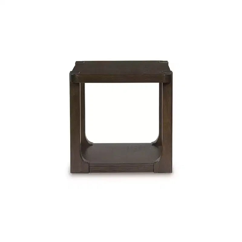 Table d'appoint rectangulaire avec étagère de rangement, marron foncé, style contemporain