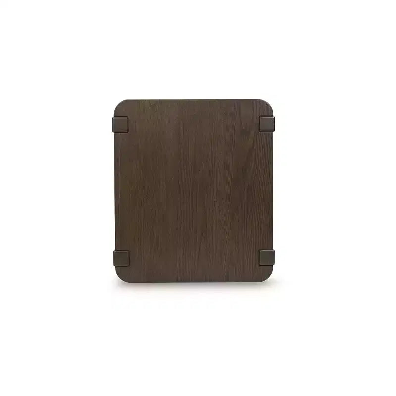 Table d'appoint rectangulaire avec étagère de rangement, marron foncé, style contemporain
