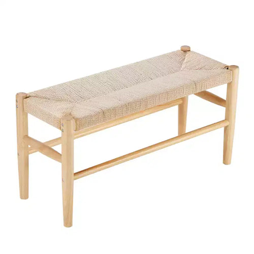 VEVOR Rattan Bench, 31.5 Wooden Rattan Bench, Entrywway Bench with Oak Wood Legs, Bedroom End of Bed Boho Bench with Hand Woven Rattan