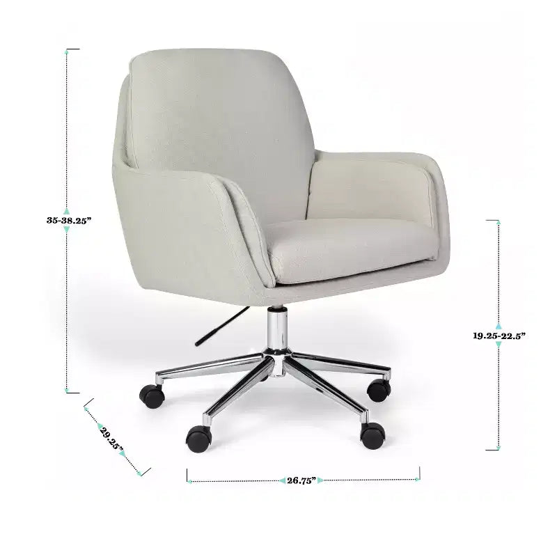 Chaise de bureau pivotante en tissu bouclé, avec réglage de la hauteur et cadre finition laiton