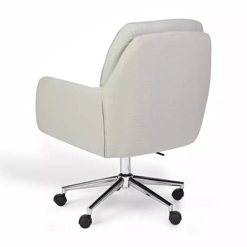 Chaise de bureau pivotante en tissu bouclé, avec réglage de la hauteur et cadre finition laiton