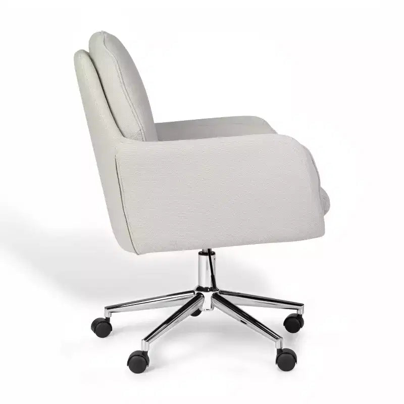 Chaise de bureau pivotante en tissu bouclé, avec réglage de la hauteur et cadre finition laiton