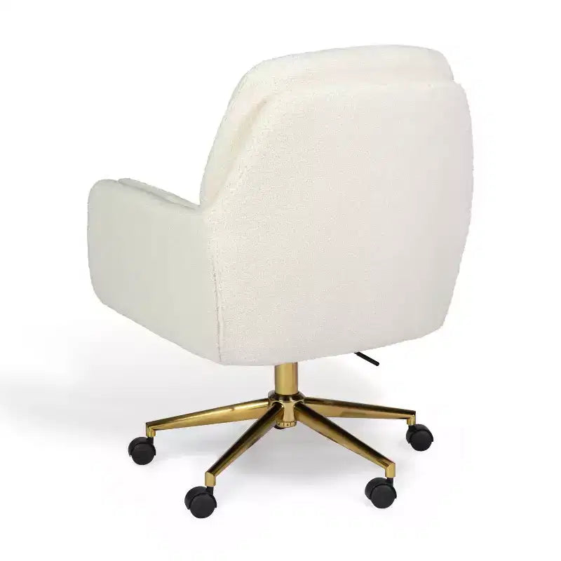 Chaise de bureau pivotante en tissu bouclé, avec réglage de la hauteur et cadre finition laiton