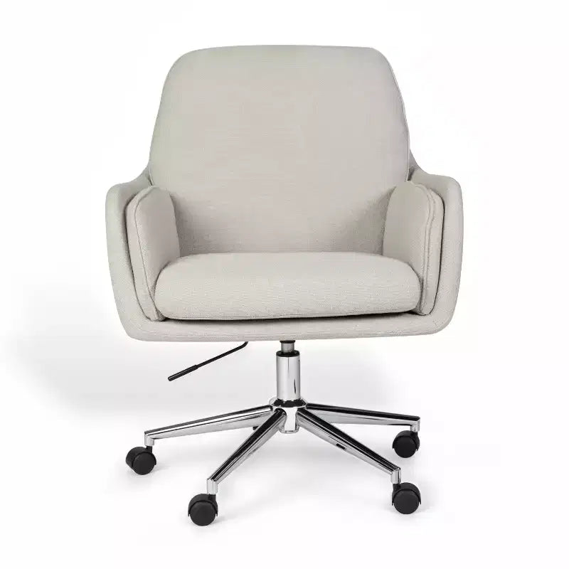 Chaise de bureau pivotante en tissu bouclé, avec réglage de la hauteur et cadre finition laiton