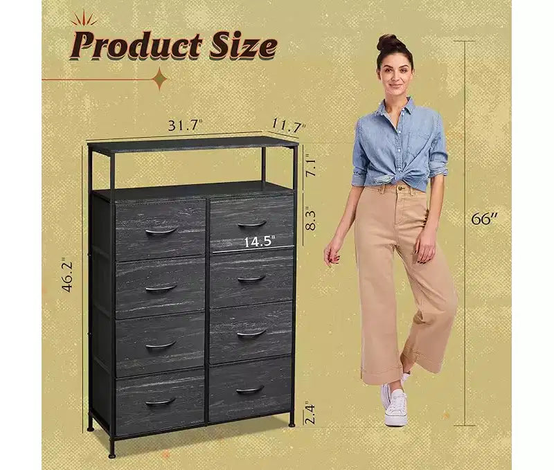 Tour de rangement à 8 tiroirs en tissu pour chambre à coucher, placard, salon, couloir