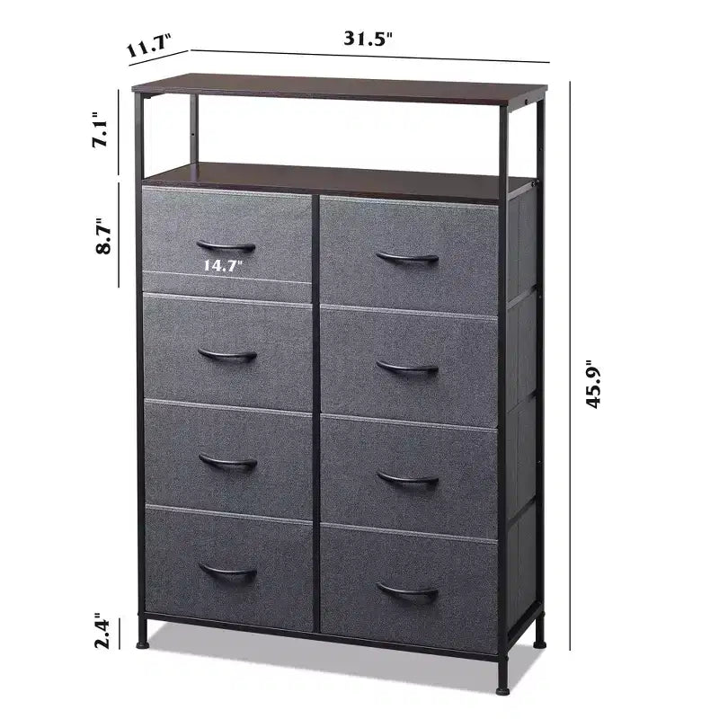 Tour de rangement à 8 tiroirs en tissu pour chambre à coucher, placard, salon, couloir