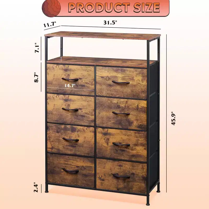 Tour de rangement à 8 tiroirs en tissu pour chambre à coucher, placard, salon, couloir