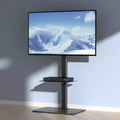 Meuble TV haut pivotant pour téléviseurs de 32 à 65 pouces, support de sol portable réglable en hauteur avec base en verre trempé