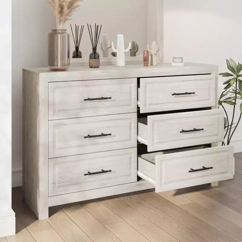 Coiffeuse de chambre moderne avec miroir et 6 grands tiroirs