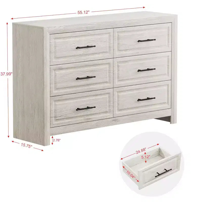 Coiffeuse de chambre moderne avec miroir et 6 grands tiroirs