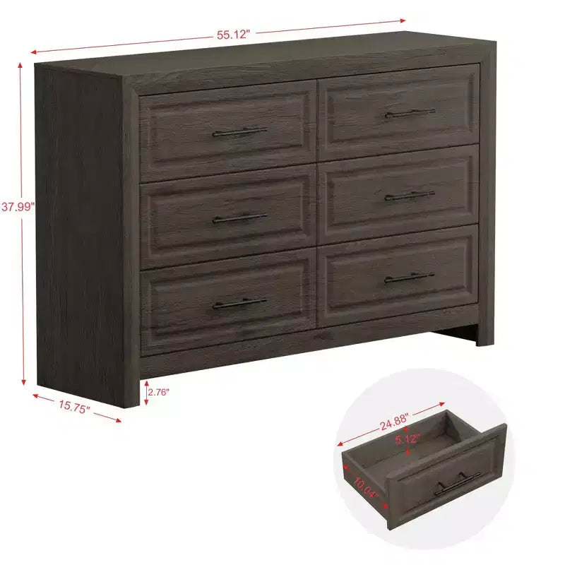 Coiffeuse de chambre moderne avec miroir et 6 grands tiroirs