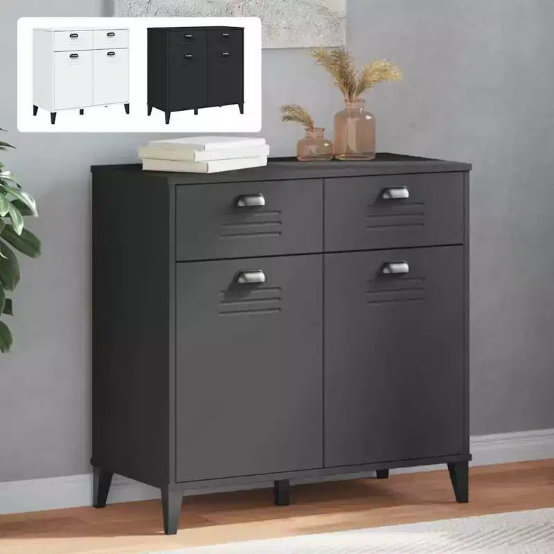 Buffet de rangement, meuble d'appoint en pin massif avec 2 tiroirs