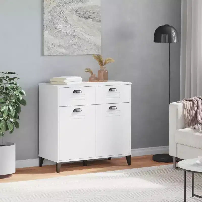 Buffet de rangement, meuble d'appoint en pin massif avec 2 tiroirs