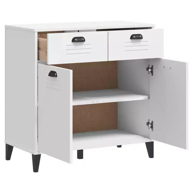 Buffet de rangement, meuble d'appoint en pin massif avec 2 tiroirs
