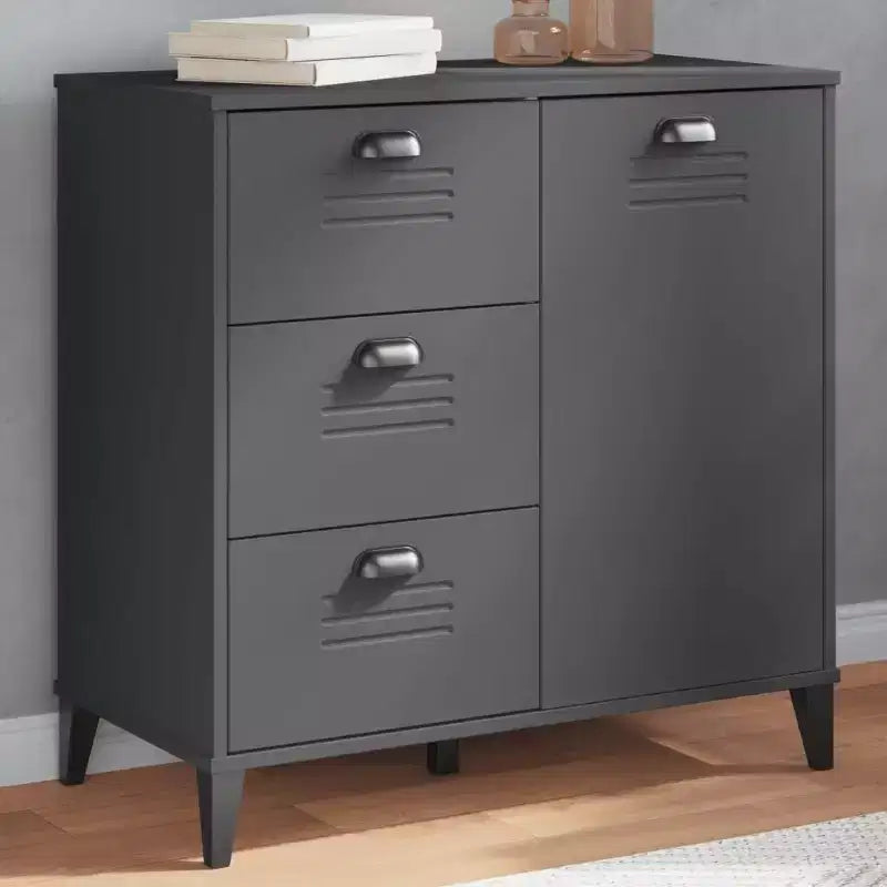 Buffet de rangement, meuble d'appoint en pin massif avec 2 tiroirs