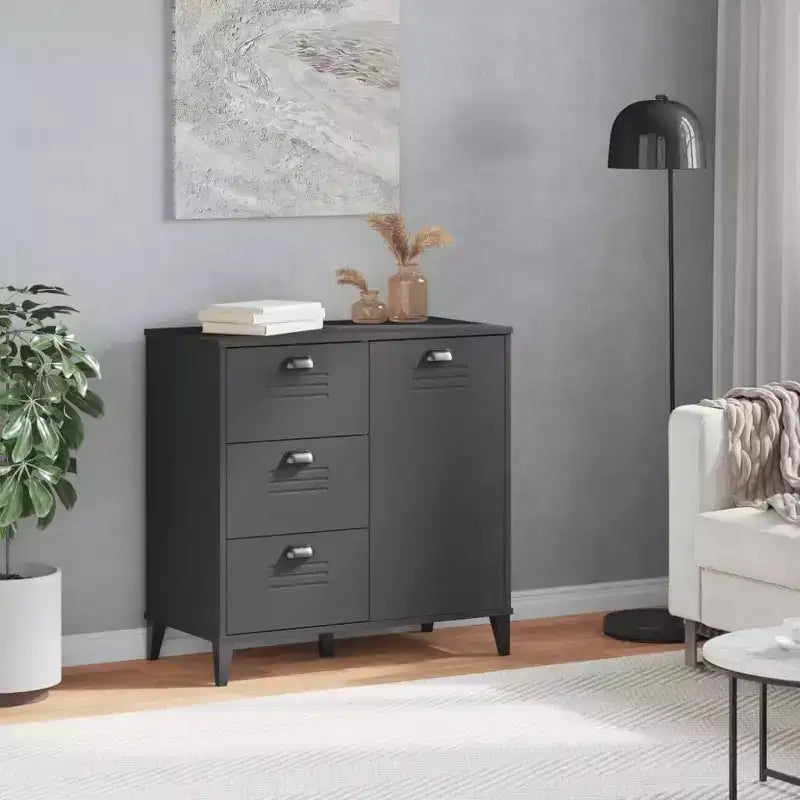Buffet de rangement, meuble d'appoint en pin massif avec 2 tiroirs
