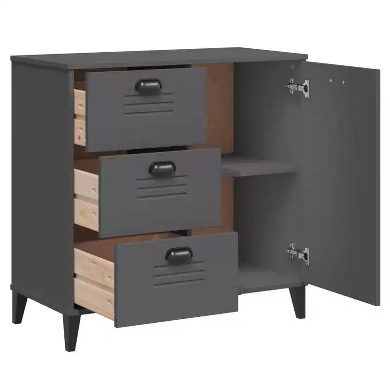 Buffet de rangement, meuble d'appoint en pin massif avec 2 tiroirs
