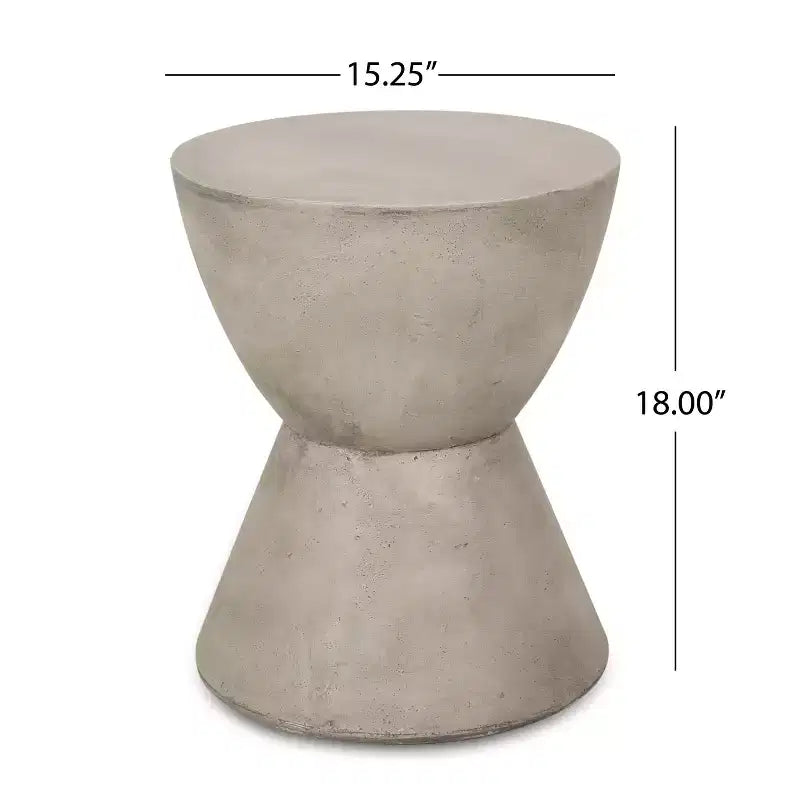 Table d'appoint d'extérieur en béton léger, design sculptural moderne, résistante aux intempéries et facile à déplacer pour patio, balcon ou jardin