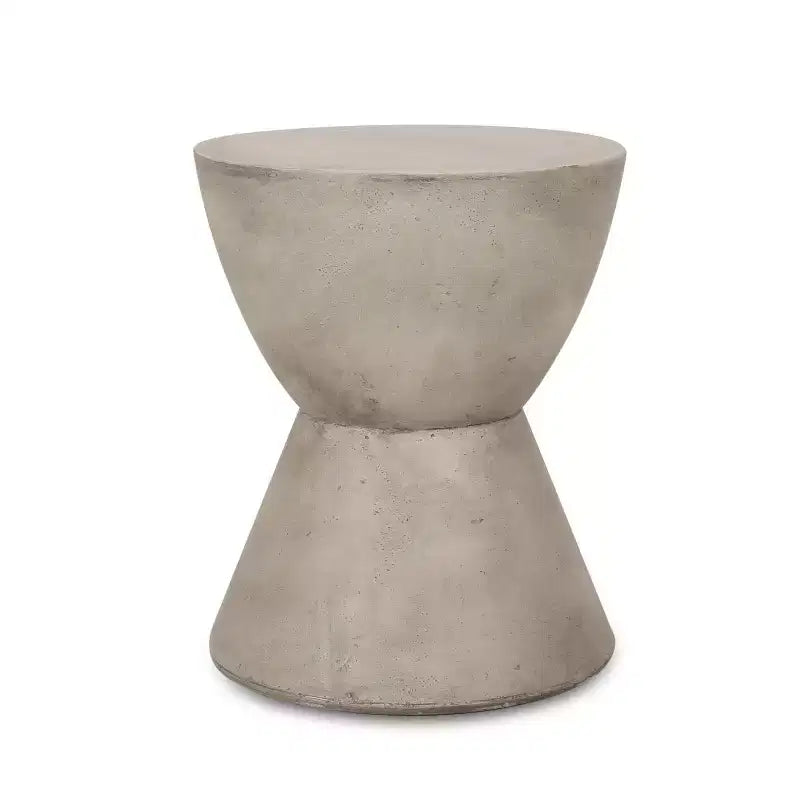 Table d'appoint d'extérieur en béton léger, design sculptural moderne, résistante aux intempéries et facile à déplacer pour patio, balcon ou jardin