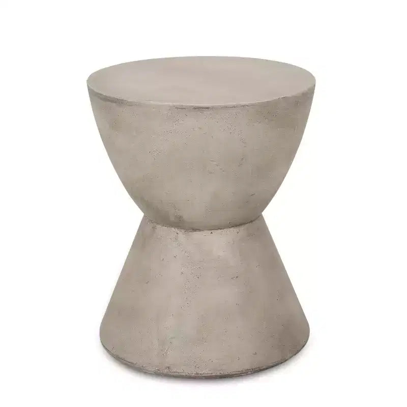 Table d'appoint d'extérieur en béton léger, design sculptural moderne, résistante aux intempéries et facile à déplacer pour patio, balcon ou jardin