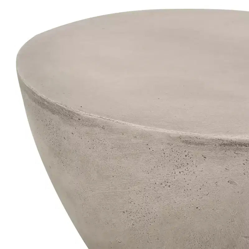 Table d'appoint d'extérieur en béton léger, design sculptural moderne, résistante aux intempéries et facile à déplacer pour patio, balcon ou jardin