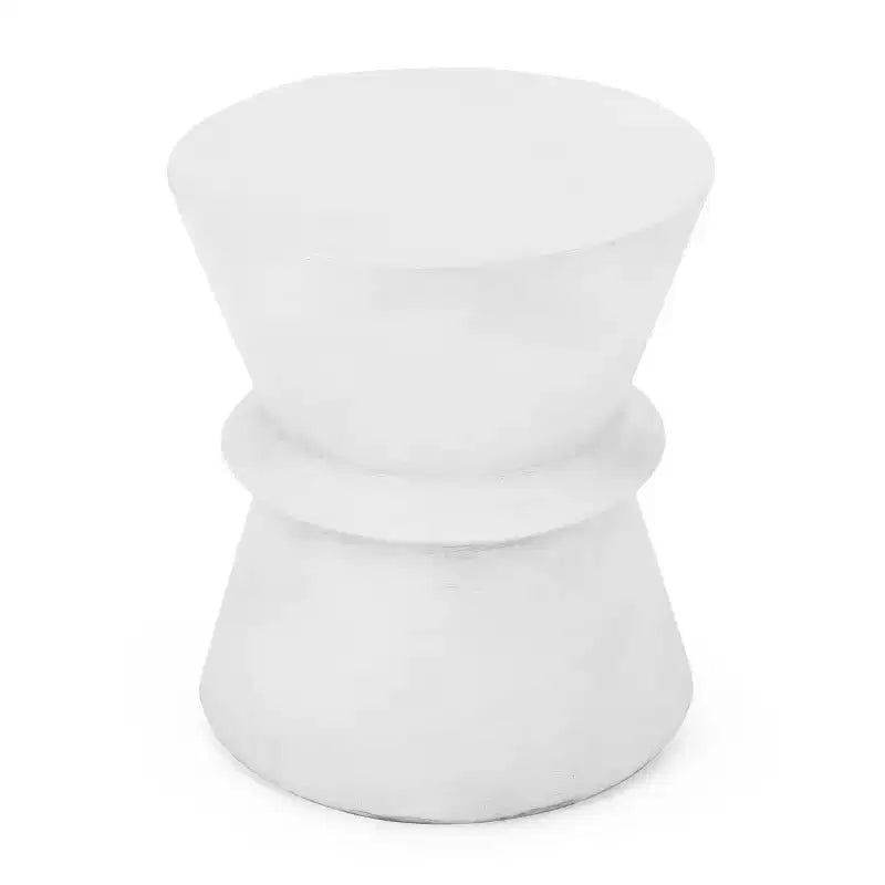 Table d'appoint d'extérieur en béton léger, design sculptural moderne, résistante aux intempéries et facile à déplacer pour patio, balcon ou jardin