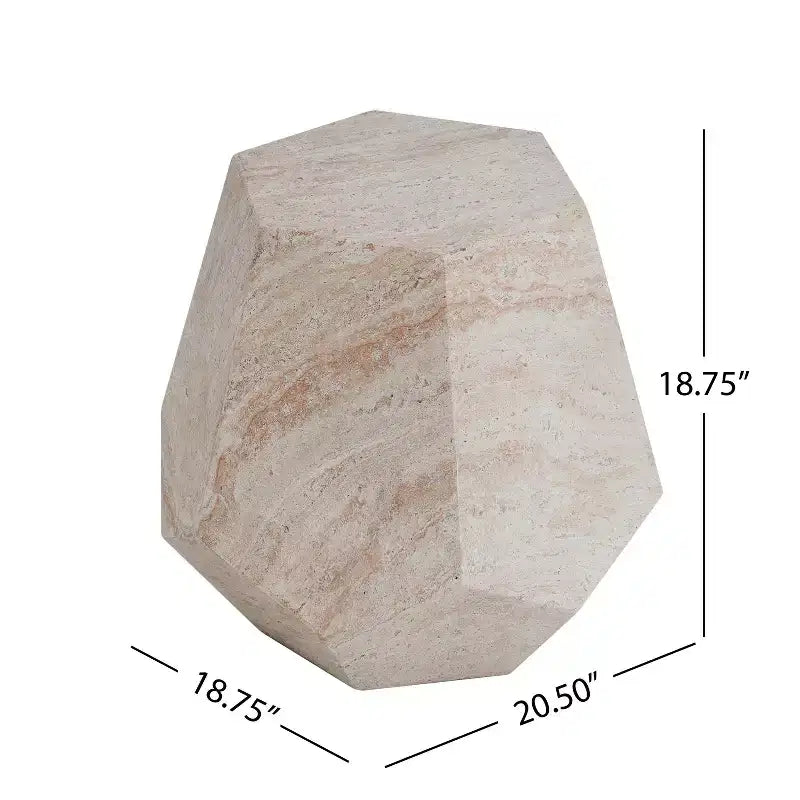Table d'appoint d'extérieur en béton léger, design sculptural moderne, résistante aux intempéries et facile à déplacer pour patio, balcon ou jardin
