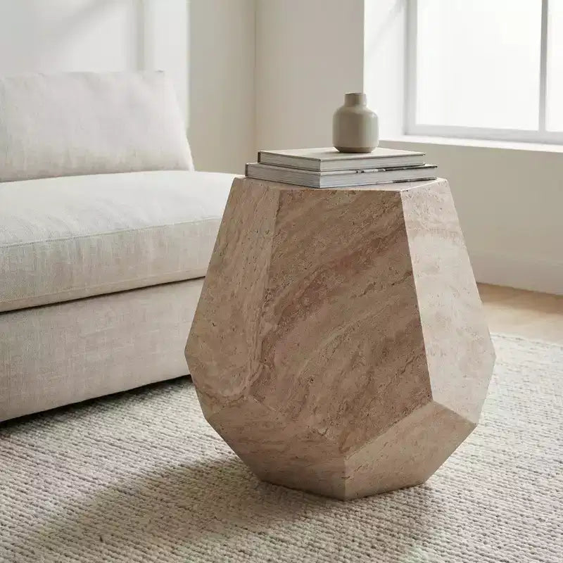 Lightweight Concrete Outdoor Side Table  Modern Sculptural Design, Weather-Resistant & Easy to Move for Patio, Balcony or Garden