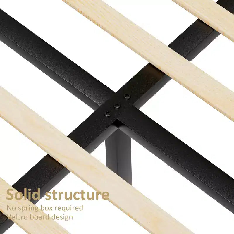 Cadre de lit plateforme capitonné Queen avec tête de lit à oreilles haute de 51,2 po, lin beige