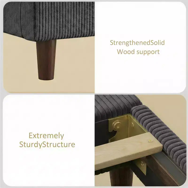 Cadre de lit plateforme capitonné Queen avec tête de lit à oreilles haute de 51,2 po, lin beige