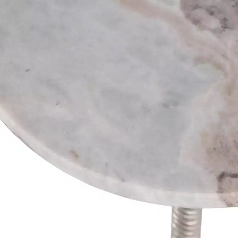 Table d'appoint et bout de canapé contemporaine avec plateau en marbre pour la décoration intérieure - Petite table d'appoint pour chevet, chambre ou table à boissons