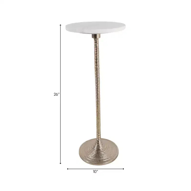 Table d'appoint et bout de canapé contemporaine avec plateau en marbre pour la décoration intérieure - Petite table d'appoint pour chevet, chambre ou table à boissons