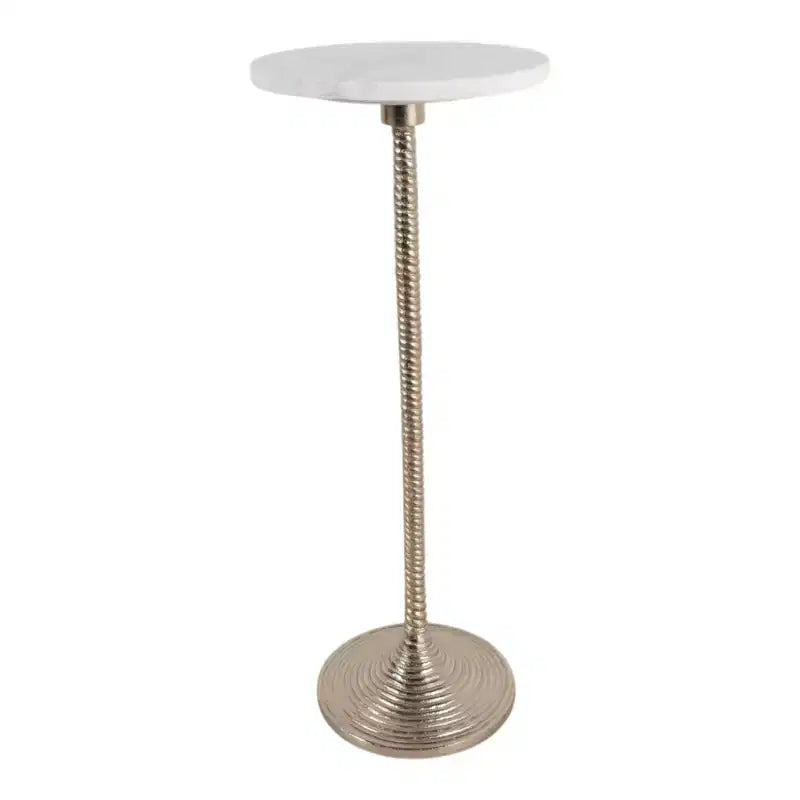 Table d'appoint et bout de canapé contemporaine avec plateau en marbre pour la décoration intérieure - Petite table d'appoint pour chevet, chambre ou table à boissons