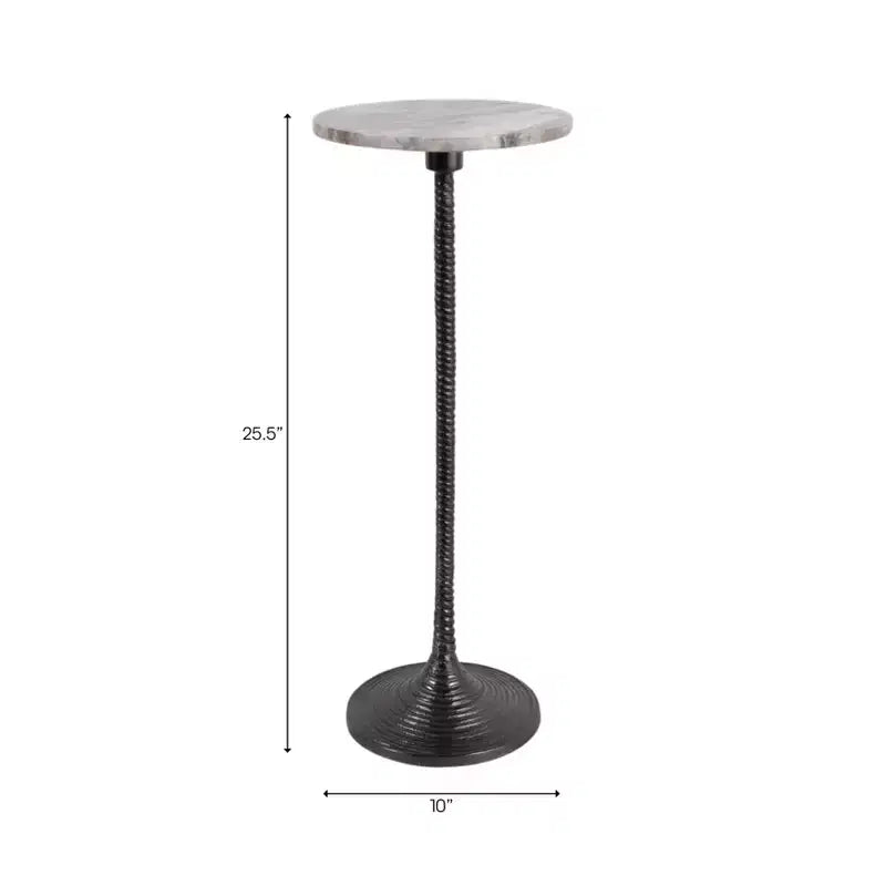 Table d'appoint et bout de canapé contemporaine avec plateau en marbre pour la décoration intérieure - Petite table d'appoint pour chevet, chambre ou table à boissons