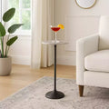 Contemporary End and Side Table with Marble Top for Home Decor - Small Table Stand for Bedside, Bedroom, or Drink Table
