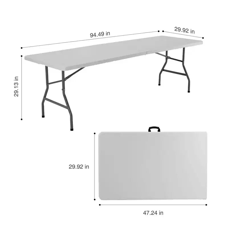 Table pliante robuste et portable avec poignée de transport pour le camping, le pique-nique, les fêtes