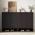 Shoe Cabinet, Entryway Cabinet 2 pack 63 Tall Black Wooden Cabinet Fluted Grille Door Adjustable Shelves Holds 50-60 Pairs