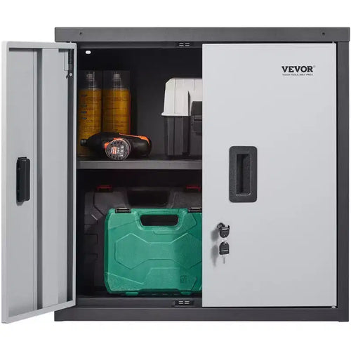 VIYET 26 Foldable Metal Wall Cabinet - Black, Adjustable Shelf, Magnetic Door, 240LBS Load