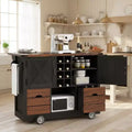 54 Farmhouse Rolling Kitchen Cart with Drop Leaf, Mobile Kitchen Storage Island with Large Wheels for Kitchen or Dining Room-Panipeachy
