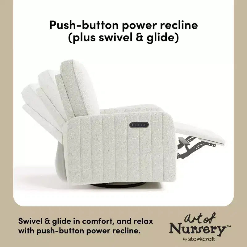 Fauteuil inclinable, pivotant et coulissant de luxe pour chambre de bébé avec double port de charge USB