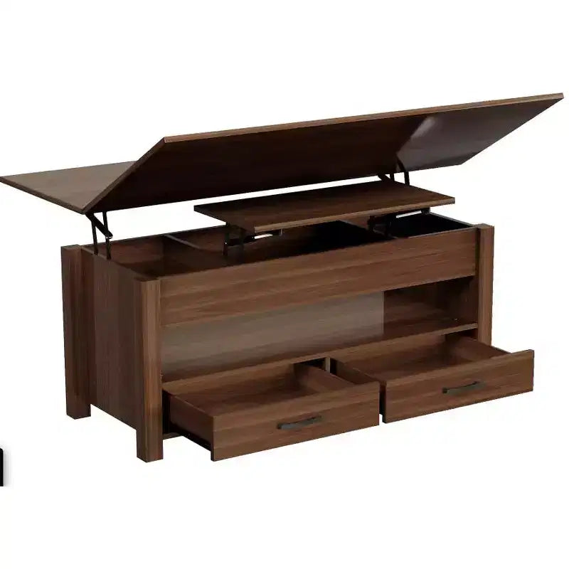 Table basse relevable 40", multifonction 4-en-1 convertible avec tiroirs et compartiment caché