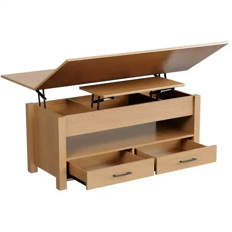 Table basse relevable 40", multifonction 4-en-1 convertible avec tiroirs et compartiment caché
