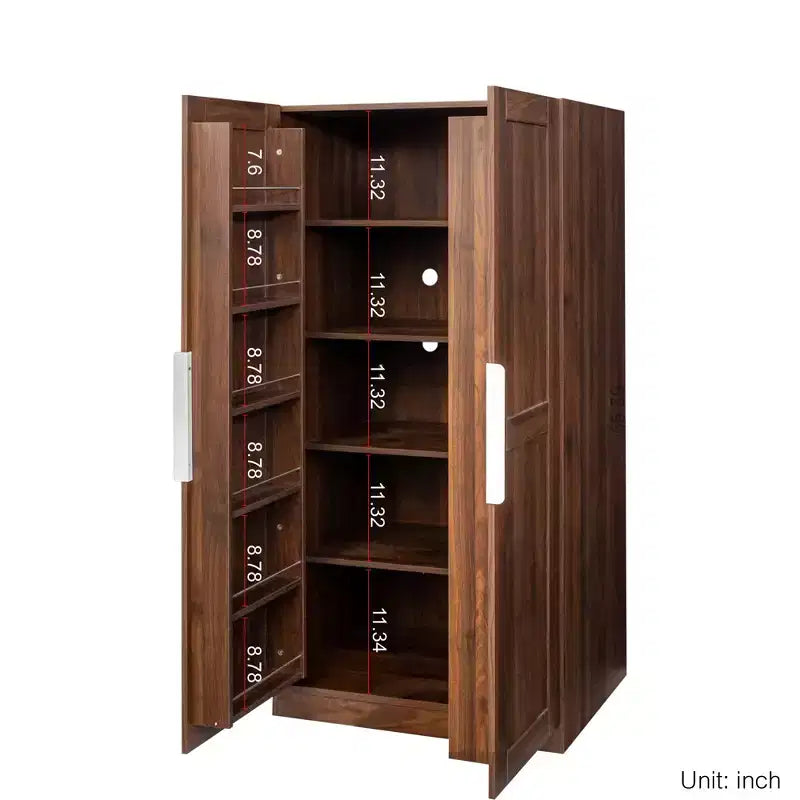 Armoire de cuisine garde-manger de 160 cm avec portes et étagères, Meuble de rangement autoportant pour salle à manger, Bahut buffet