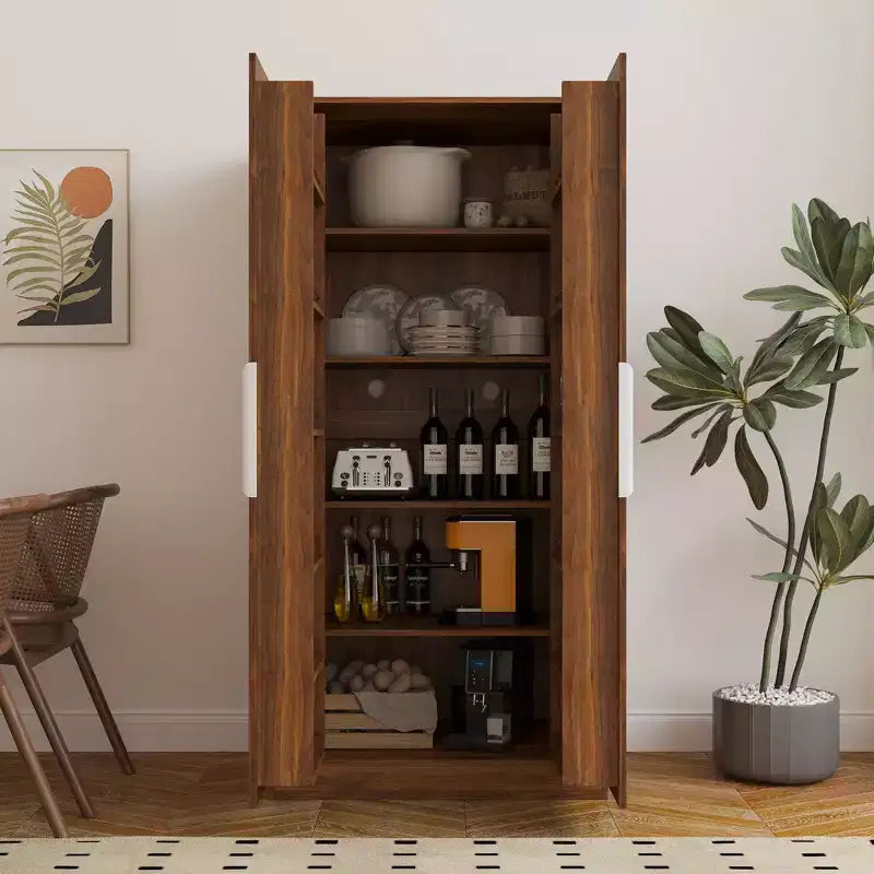 Armoire de cuisine garde-manger de 160 cm avec portes et étagères, Meuble de rangement autoportant pour salle à manger, Bahut buffet