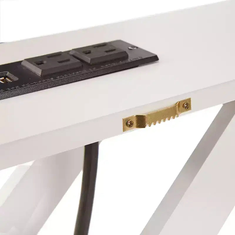 Console étroite avec prise intégrée, 84 cm H