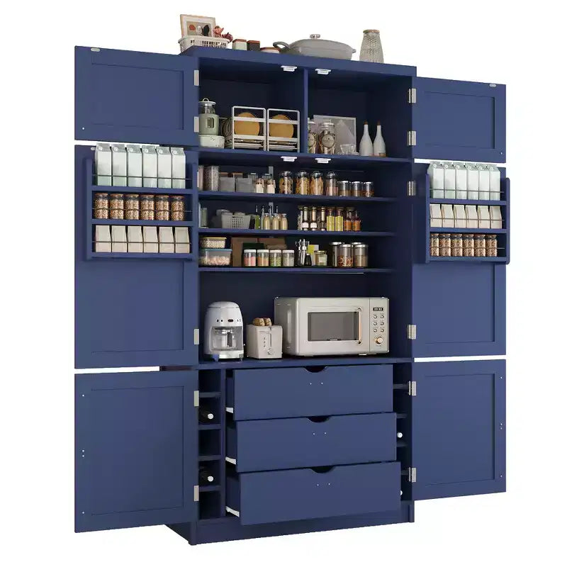 Grand garde-manger de cuisine autoportant de 203,2 cm de haut avec buffet et grand placard de rangement