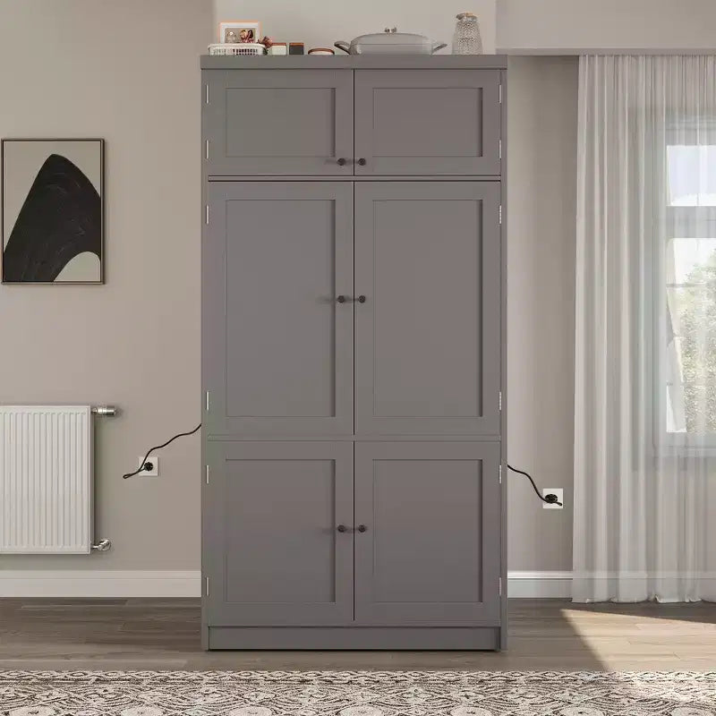 Grand garde-manger de cuisine autoportant de 203,2 cm de haut avec buffet et grand placard de rangement