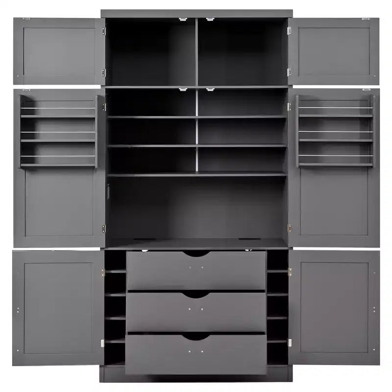Grand garde-manger de cuisine autoportant de 203,2 cm de haut avec buffet et grand placard de rangement