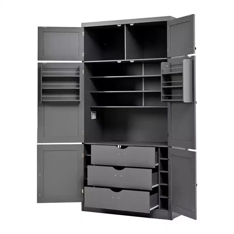 Grand garde-manger de cuisine autoportant de 203,2 cm de haut avec buffet et grand placard de rangement